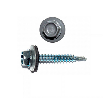 Саморез кровельный по дереву RAL 7004 со сверлом S2 и шайбой EPDM, 4.8x19 мм