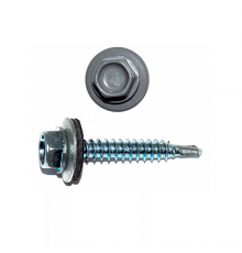 Саморез кровельный по дереву RAL 7004 со сверлом S2 и шайбой EPDM, 4.8x19 мм