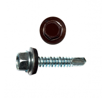 Саморез кровельный по металлу RAL 8004 со сверлом S3 и шайбой EPDM, 4.8x16 мм