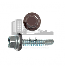 Саморез кровельный по металлу RAL 8004 со сверлом S3 и шайбой EPDM, 4.8x16 мм