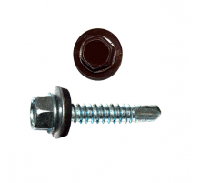 Саморез кровельный по металлу RAL 8017 со сверлом S3 и шайбой EPDM, 4.8x16 мм