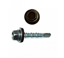 Саморез кровельный по металлу RAL 8019 со сверлом S3 и шайбой EPDM, 4.8x16 мм