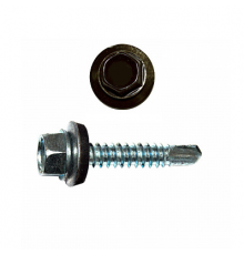 Саморез кровельный по металлу RAL 8019 со сверлом S3 и шайбой EPDM, 4.8x16 мм