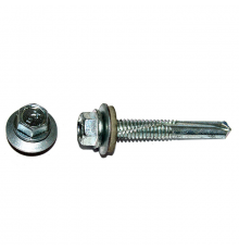 Саморез кровельный по металлу оцинкованный с увеличенным сверлом S5 и шайбой с EPDM прокладкой, 5.5x25 мм