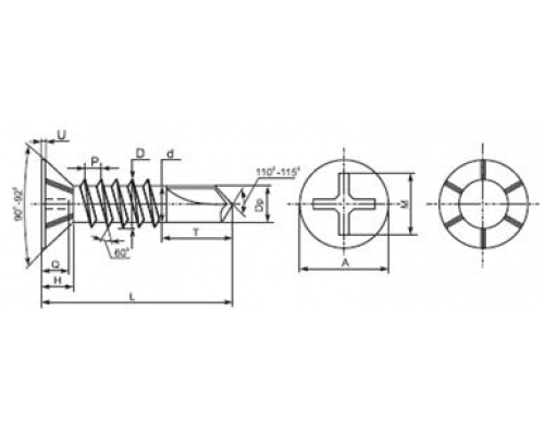 Шуруп-саморез оконный с потайной головкой и шлицем PZ оцинкованная сталь (желтое пассивирование), 3.9x16 мм