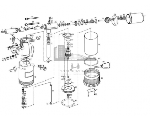 Гидропневматический заклепочник SARIV для установки вытяжных комбинированных заклепок, 3-7.8 мм