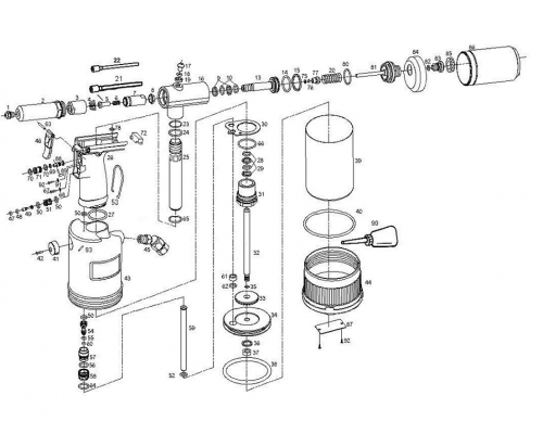 Гидропневматический заклепочник SARIV для установки вытяжных комбинированных заклепок, 3-7.8 мм