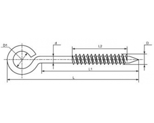 Саморез шуруп с кольцом с крупным шагом резьбы оцинкованная сталь С1008 класс прочности 4.8, 8x120 мм