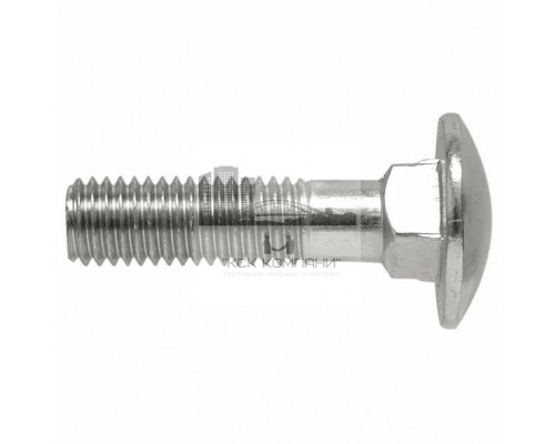 Болт мебельный DIN 603 с увеличенной полукруглой головкой и квадратным подголовком (оцинкованная сталь), M8x110 мм  купить в Москве