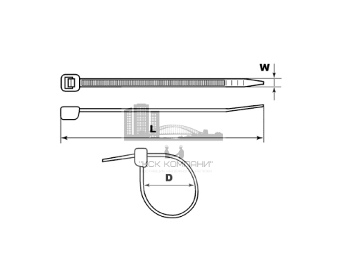 Кабельная стяжка нейлоновая белая для использования в помещении, 3x150 мм