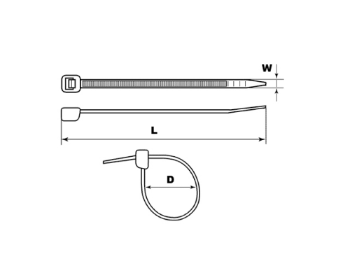 Кабельная стяжка нейлоновая белая для использования в помещении, 4.6x150 мм