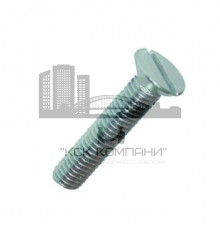 Винт DIN 963 с потайной головкой и прямым шлицем с полной резьбой оцинкованная сталь класс прочности 4.8-5.8, M4x12 мм