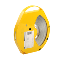 Лента бандажная IEK ЛМ для СПИ (F 2007, COT37, F207)  в желтом пластиковом корпусе нержавеющая сталь A4, 20x0.7 мм L=50 м