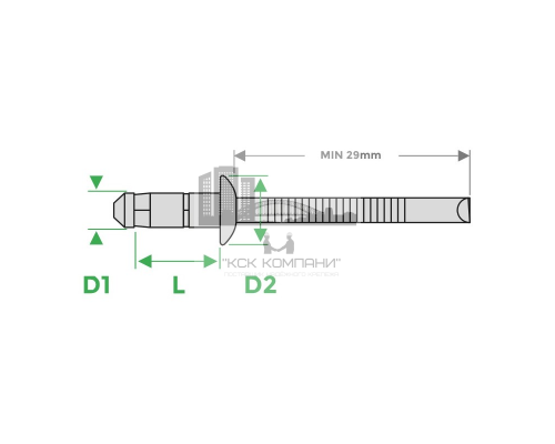 Заклепка вытяжная структурная SARIV SARILOCK PLUS оцинкованная сталь - оцинкованная сталь (стандартный бортик), 6.4x14 мм