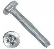 Винт резьбовыдавливающий TAPTITE DIN 7500C с полуцилиндрической головкой и полной резьбой шлиц Pozidriv оцинкованная сталь 4.8-5.8, M5x20 мм