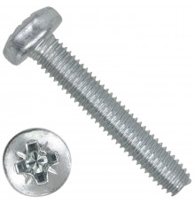 Винт резьбовыдавливающий TAPTITE DIN 7500C с полуцилиндрической головкой и полной резьбой шлиц Pozidriv оцинкованная сталь 4.8-5.8, M6x16 мм