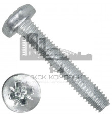 Винт резьбовыдавливающий TAPTITE DIN 7500C с  полуцилиндрической головкой и полной резьбой шлиц Pozidriv оцинкованная сталь 4.8-5.8, M4x8 мм