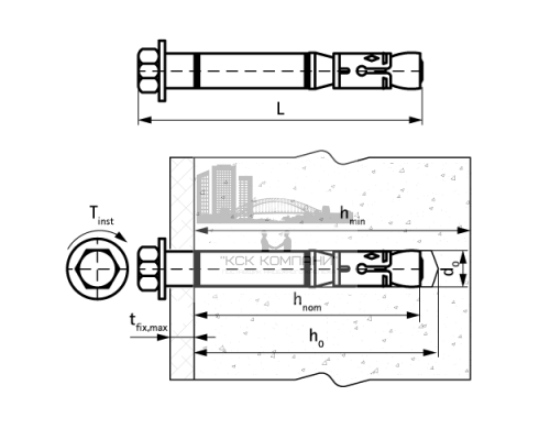 Анкер WALRAVEN WHA1H для высоких нагрузок оцинкованная сталь, 18x117/10 мм  купить в Москве