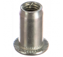 Заклепка гаечная без насечек цилиндрическая с внутренней резьбой и цилиндрическим бортиком из оцинкованной стали, M4x1x9.5 мм (0.5-3 мм)