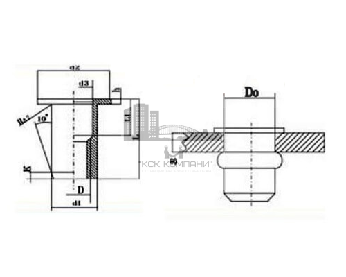Заклепка гаечная без насечек цилиндрическая с внутренней резьбой и цилиндрическим бортиком из оцинкованной стали, M4x1x9.5 мм (0.5-3 мм)