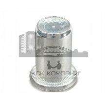 Заклепка гаечная закрытая цилиндрическая без насечек с внутренней резьбой и цилиндрическим бортиком из оцинкованной стали, M5x1x18 мм (0.5-3 мм)