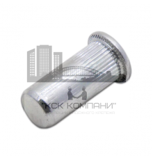 Заклепка гаечная закрытая цилиндрическая с насечкой с внутренней резьбой и цилиндрическим бортиком из оцинкованной стали, M5x1x18 мм (0.5-3 мм)