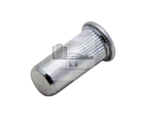 Заклепка гаечная закрытая цилиндрическая с насечкой с внутренней резьбой и цилиндрическим бортиком из оцинкованной стали, M5x1x18 мм (0.5-3 мм)