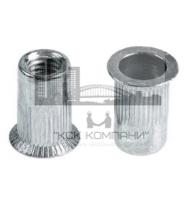 Заклепка гаечная с насечками цилиндрическая с внутренней резьбой и потайным бортиком, M8x1.25x18 мм (0.8-4 мм)