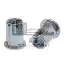 Заклепка гаечная шестигранная с цилиндрическим бортиком из оцинкованной стали, M6x1.5x13 мм (0.5-3 мм)