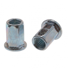 Заклепка гаечная шестигранная с цилиндрическим бортиком из оцинкованной стали, M5x0.8x13 мм (0.5-3 мм)
