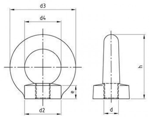 DIN 582 A4 M 16 Гайка нержавеющая кованая подъемная (die-forged) DIN 582 A4 M 16 Гайка нержавеющая кованая подъемная (die-forged)