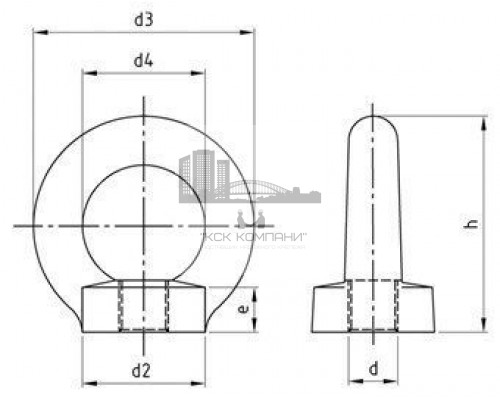 DIN 582 A2 M 6 Гайка нержавеющая кованая подъемная (die-forged)