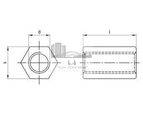 Art. 9071 М16х50 А4 Гайка соединительная нержавеющая SW24