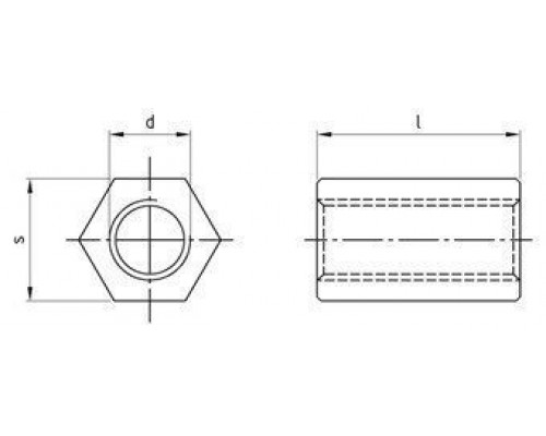 Art. 9071 М10х25 А2 Гайка соединительная нержавеющая SW17