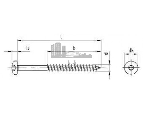 Art. 9045 A2 6,0X80/48 TX25 Саморез универсальный с полукруглой головой нержавеющий и шлицем TORX  купить в Москве