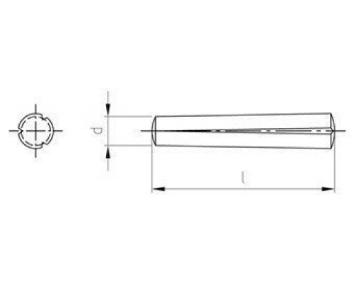DIN 1471 AISI 303 8X65 Штифт конический с насечками по всей длине с трех сторон нержавеющий