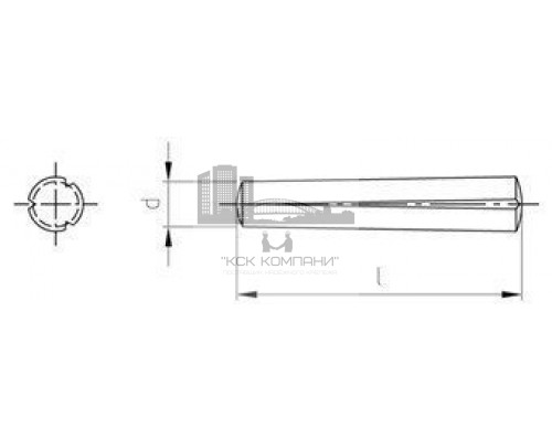 DIN 1471 AISI 303 5X45 Штифт конический с насечками по всей длине с трех сторон нержавеющий