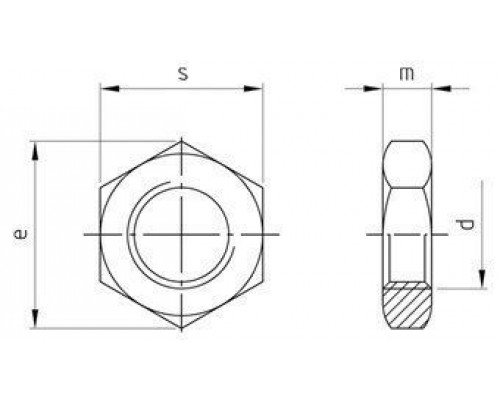 DIN 936 М10 SW17 A2 Гайка нержавеющая, низкая, шестигранная с мелкой резьбой DIN 936 М10 SW17 A2 Гайка нержавеющая, низкая, шестигранная с мелкой резьбой