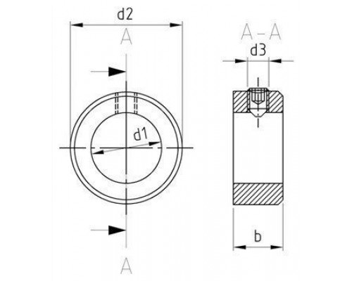 DIN 705 A2 A 85 Кольцо установочное нержавеющее, с 2-мя отверстиями под винт ISO 4027 A2 M 12X25