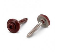 Art. 9087 A2 4,5X25 TX20 - RAL 3009 Шуруп c полупотайной головой и двухсоставной шайбой, звездообразный шлиц TX (TORX), с фиксированной EPDM прокладкой, нержавею