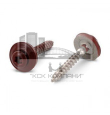 Art. 9087 A2 4,5X80 TX20 - RAL 3009 Шуруп c полупотайной головой и двухсоставной шайбой, звездообразный шлиц TX (TORX), с фиксированной EPDM прокладкой, нержавею