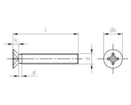 DIN 965 A2 M 10X45 H Винт с потайной головкой и крестообразным шлицем PH (Phillips) нержавеющий DIN 965 A2 M 10X45 H Винт с потайной головкой и крестообразным шлицем PH (Phillips) нержавеющий