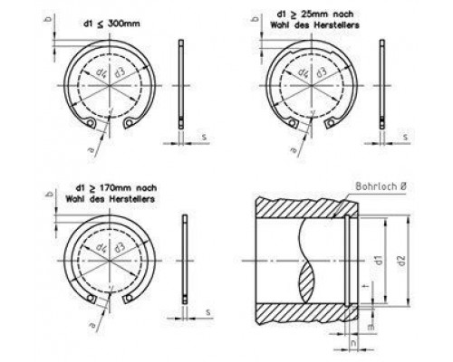 DIN 472 1.4122 J 37X1,5 Стопорное внутреннее кольцо для отверстий нержавеющее