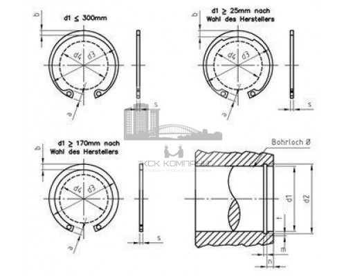 DIN 472 1.4122 J 47X1,75 Стопорное внутреннее кольцо для отверстий нержавеющее  купить в Москве