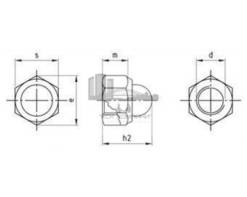DIN 986 М12 SW19 A2 Гайка нержавеющая, колпачковая, шестигранная, самоконтрящаяся