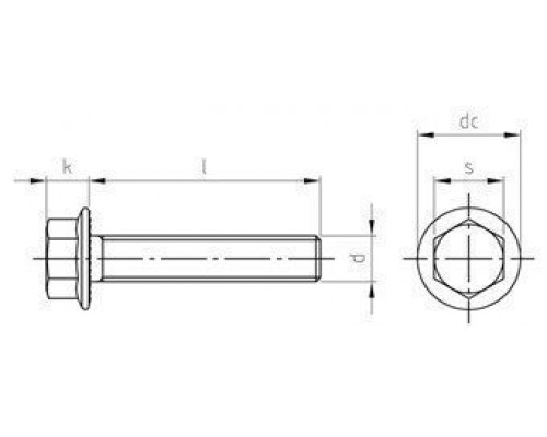 M 12X65/65 DIN 6921 A2 Болт нержавеющий с шестигранной головкойи фланцем с насечками