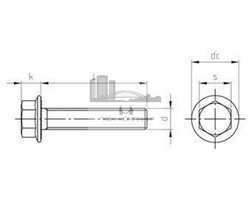 M 12X40/40 DIN 6921 A2 Болт нержавеющий с шестигранной головкойи фланцем с насечками