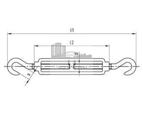 Art. 9072 A4 M 12 type B Талреп тип крюк-крюк для натяжения каната нержавеющий  купить в Москве
