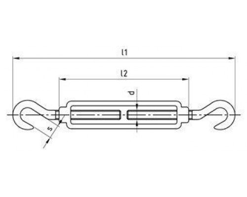 Art. 9072 A4 M 12 type B Талреп тип "крюк-крюк" для натяжения каната нержавеющий