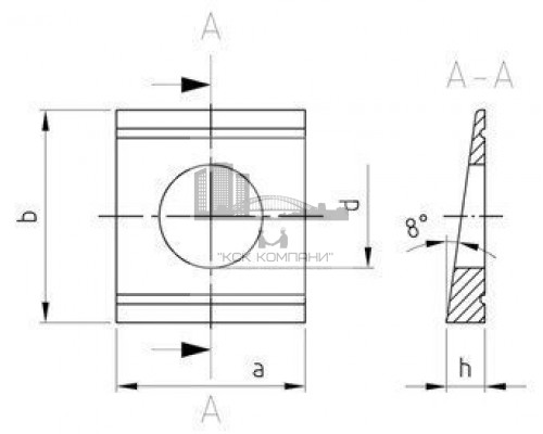 DIN 434 A4 9 Шайбы квадратные косые уклон 8% для U-образных профилей